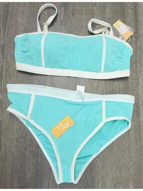 Kona Sol Turquoise White 2pc Swimwear Women